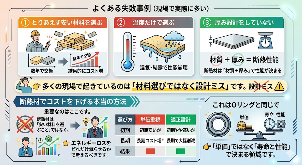 産業用断熱材のトラブル原因|結露・劣化・性能不足を招く3つの設計ミス