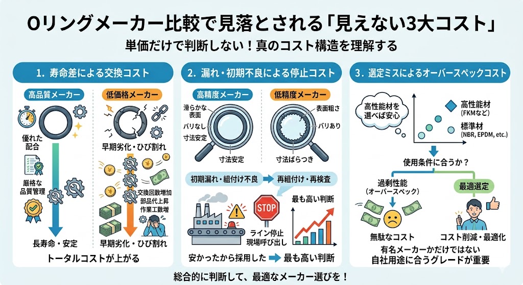 Oリング比較は単価だけでは不十分｜見えない3大コストを含めた判断が重要