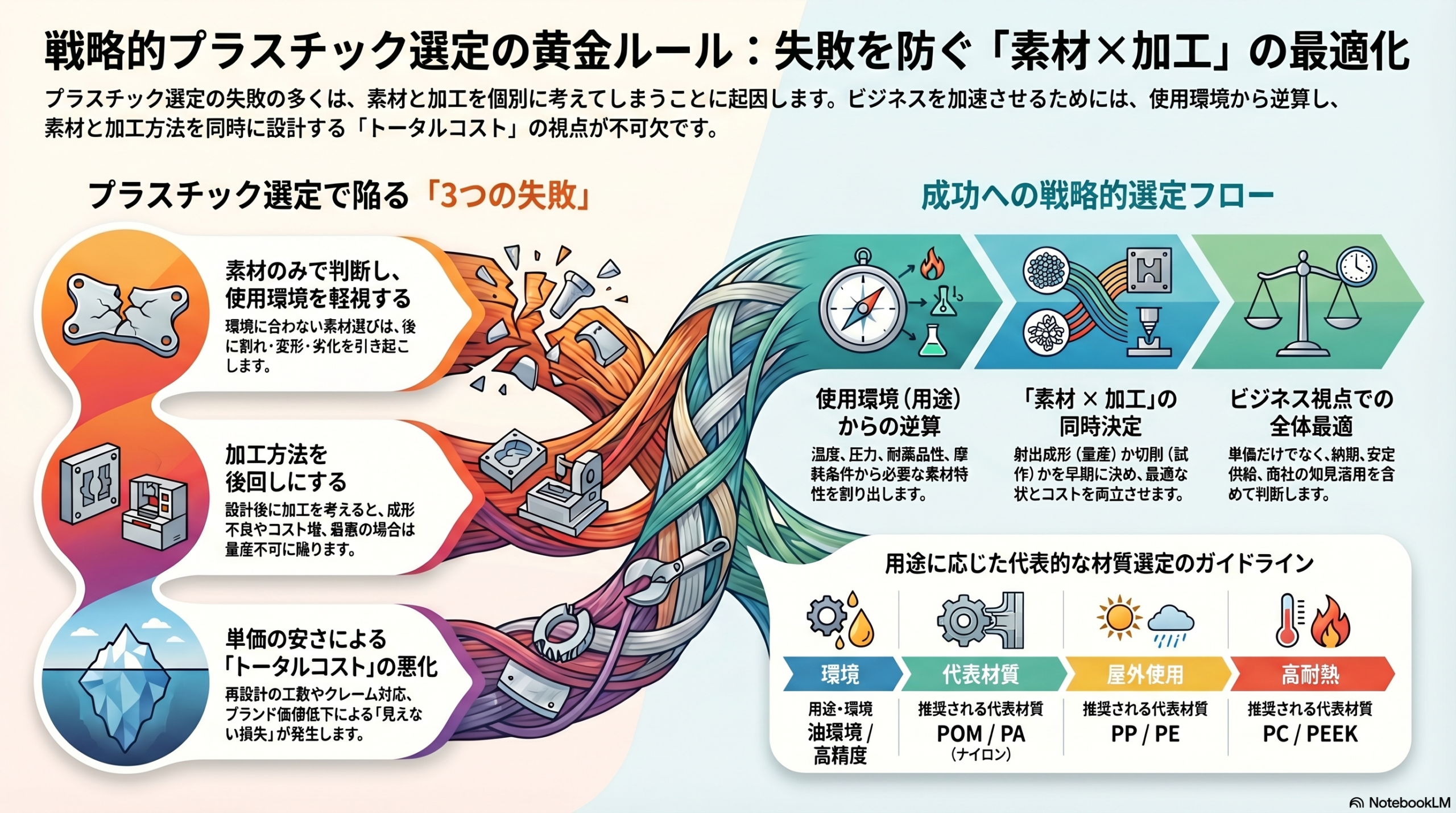 プラスチック選定で失敗しないための素材×加工の考え方と最適化フロー（コスト・品質・納期を改善）